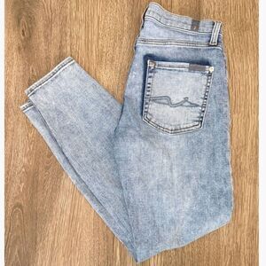 7 For All Mankind The Ankle Skinny Jeans Womens 28 Light Wash Stretch Denim